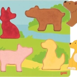 Goki puzzle sensoriel en bois animaux