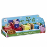 Train en bois Peppa Pig avec grand-père cochon