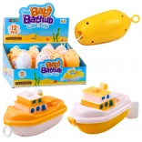 Jouet de bain bateau à remontoir blanc et jaune