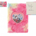 carnet arc-en-ciel en peluche avec licorne, motifs assortis