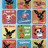 Autocollants BING avec inscriptions en anglais, scintillants, réutilisables