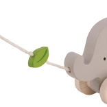 GOKI éléphant en bois à tirer avec feuille
