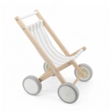 Poussette en bois pour poupées – bois naturel, siège en tissu