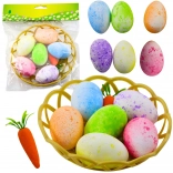 Décorations de Pâques dans un panier avec des œufs et une carotte 7 pcs