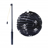 Lampion d’Halloween avec motif de squelette 25 cm avec baguette lumineuse 50 cm