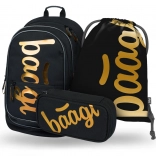 ENSEMBLE 3 pcs BAAGL Core Metallic Bronze: sac à dos, trousse, sac