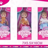 Poupée avec son animal en peluche 11,5 cm