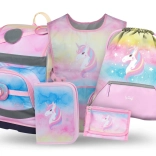 Baagl set Zippy Plus Rainbow Unicorn : cartable, trousse, sac, tablier, porte-monnaie