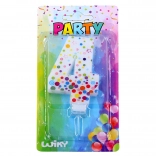 Bougie de gâteau fête numéro 4 à pois