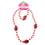 Ensemble collier et bracelet motif coccinelles