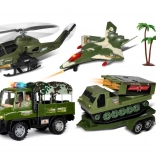 Camion de convoi militaire avec remorque et soldat 63 cm