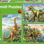 Puzzle Schmidt Aventures de dinosaures 3×48 pièces