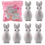 Lapins de Pâques en polystyrène pailleté blancs, lot de 6 pièces