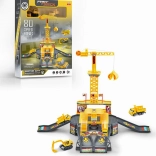 Parking de construction avec grue et accessoires