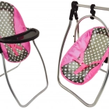 Balançoire et chaise haute pour poupées Alice à motif étoiles, gris-rose