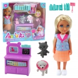 Mini poupée vétérinaire avec animaux et accessoires