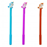Stylo à bille avec licorne, encre noire, 0,5 mm – assortiment violet/orange/bleu
