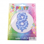 Ballon gonflable bleu chiffre 8 à étoiles