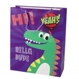 Sac cadeau violet avec dinosaure 32 × 26 × 10 cm