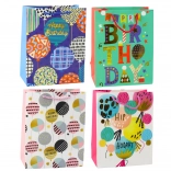 Sachet cadeau en papier pour anniversaire 23 × 18 × 10,5 cm – motifs colorés