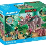 Playmobil dinos triceratops avec bébé et chercheur