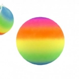 Balle en caoutchouc arc-en-ciel 23 cm dans un filet