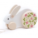 Grand lapin à tirer blanc en bois Bajo