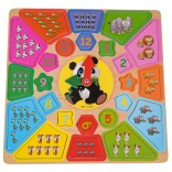 Tableau éducatif Panda avec horloge et apprentissage du calcul