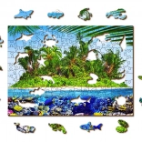 Puzzle en bois île exotique au trésor 2-en-1, 200 pièces