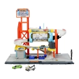 station de lavage Matchbox Turbo Cyclone – set de jeu à étages avec rampe et service