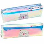 Trousse scolaire holographique avec chaton bleu