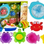 Set de jouets de bain avec épuisette – amusement dynamique avec étoile de mer coupée et tortue