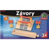 Passage à niveau avec barrières et panneaux