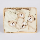 Set cadeau bébé 4 pièces en coton bio New Baby – beige
