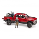 Bruder pick‑up tout‑terrain Ram avec moto Ducati Scrambler et figurine