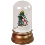 Décoration de Noël en verre avec neige et bonshommes de neige, doré