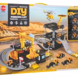 set de construction parking et chantier avec petites voitures et hélicoptère