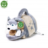 Husky en peluche avec niche portable 13 cm éco-responsable