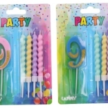 Bougie de fête numéro 9 avec bougies supplémentaires