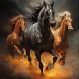 Mosaïque de diamants – trois chevaux au galop