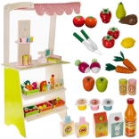 supermarché en bois pour enfants KRUZZEL avec stand, caisse et fruits