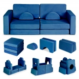 Canapé modulable pliant pour enfants, 2 enfants, 10 coussins – bleu ECOTOYS