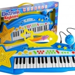 Clavier pour enfants 37 touches avec MP3 et micro – bleu