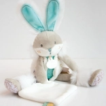 Coffret cadeau Doudou – lapin en peluche avec couverture 31 cm – Turquoise