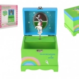 Boîte à bijoux musicale en bois avec licorne, vert