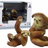 Set de 2 figurines paresseux – adulte et bébé, série Animaux du monde