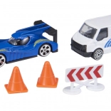 TEAMSTERZ RAPID RACERS – ensemble de course voiture et camion de support avec cônes et barrières