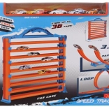 Piste 3‑en‑1 avec petites voitures et garage