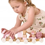 train en bois PolarB rose avec wagons et blocs de construction Viga