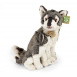 Rappa loup en peluche avec son petit éco‑responsable 27 cm
